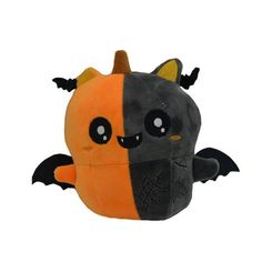 an orange and black bat stuffed animal