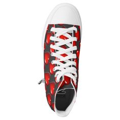 Hearts! High-Top Sneakers #afflink #ad #valentinesday #love #valentine #hearts #sneakers #shoes #fashion Luxury Red Low-top Custom Sneakers, Red Low-top Custom Sneakers With Cushioned Footbed, Luxury Red Custom Sneakers, Custom Red Low-top Sneakers With Cushioned Footbed, Red Lace-up Custom Sneakers With Perforated Toe Box, Perfect Cute