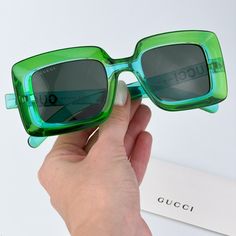 Gucci Gg1718s 003 Brand New Sunglasses Green Women Square Same/Next Day Shipping Brand New And 100% Authentic! Made In Italy. Brand: Gucci Model: Gg1718s / Gg 1718s Color Code: 003 Gender: Women Frame Colour: Green Frame Shape: Square Frame Style: Full Rim Frame Material: Injected Plastic Lens Color: Green Lens Material: Bio-Nylon Uv Protection: Category 3 Size: 51x23x145 100% Uv Protection! Full Retail Gucci Set Includes: 1. Glasses 2. Case 3. Matching Satin Pouch 4. Cleaning Cloth With Brand L Satin Pouch, Green Lens, New Sunglasses, Gucci Model, Green Frame, Gucci Models, Gucci Accessories, Square Frame, Color Code