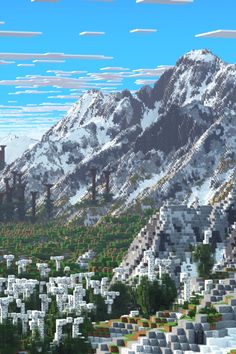 an artistic view of a city with mountains in the background