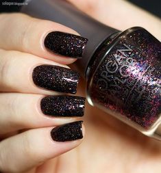 Black Sparkle Nails, Pretty Nail Polish Colors, New York State Of Mind, Pretty Nail Polish, Purple Galaxy, Morgan Taylor, Nails Winter, Polygel Nails