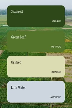 an aerial view of a farm land with green leafy crops and the words, ornigo link water