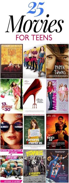 the movie poster for 25 movies for teens