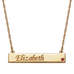 Personalized Name and Birthstone Crystal Bar Necklace   Give something meaningful when you give this personalized bar necklace. Customize the bar pendant with a name and birthstone crystal of your choice, making this piece one to remember.  Design Information      Bar station has a bezel-set, round colored crystal and room for one name   Good to Know      Personalize with script-font name up to 9 letters, first letter capitalized only. Planet Jewelry, Necklace With Name, Arabic Jewelry, Bar Station, Chevron Necklace, Bar Necklace Personalized, Birthstone Colors, Crystal Buttons, Family Jewellery