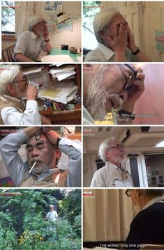 several pictures of older people doing different things