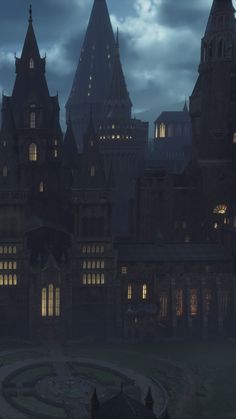 an image of a gothic castle at night