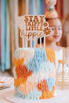 Retro Cake Smash, Hippie Food Ideas, Groovy One First Birthday Cake, 3rd Birthday Themes, Hippie Party Ideas, Hippie Party Food, Hippie First Birthday, Hippie Birthday Cake, Groovy Cake Ideas