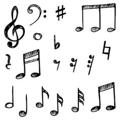 hand drawn musical notes and symbols