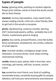 a list of different types of people