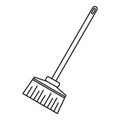 a black and white line drawing of a broom