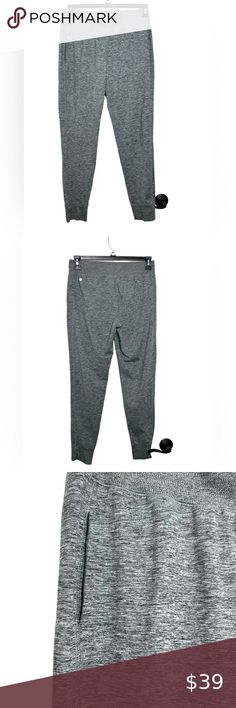 Z by Zella Downtown Joggers Sz M Heathered Gray EUC Gray Sweatpants, Grey Sweatpants, Womens Sweatpants, Dark Gray, Black Gray, Lululemon Athletica, Zip Pockets, Elastic Waist, Black And Grey