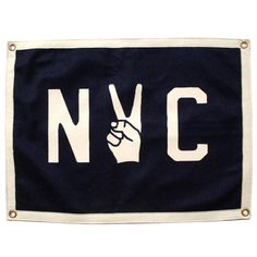 a black and white flag with the word nyc on it