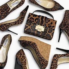 Jimmy Choo Animal Print Leopard Heels, Wedges & Bag #JimmyChoo #Choos #Shoes  with <3 from JDzigner www.jdzigner.com Luxury Leopard Print Leather Heels, Jimmy Choo Boots, Jimmy Choos, Leopard Print Bags With Gold-tone Hardware For Shopping, Leopard Prints, Leopard Heels, Animal Print Shoes, Leopard Print Leather Heels With 4-inch Heel