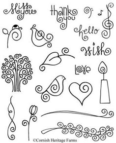 hand drawn doodles with the words hello, hello and love written in different languages