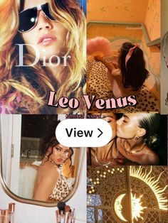 a collage of photos with the words leo venus and images of women in sunglasses