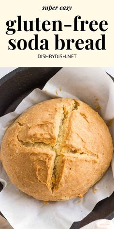 a loaf of gluten - free soda bread in a cast iron skillet