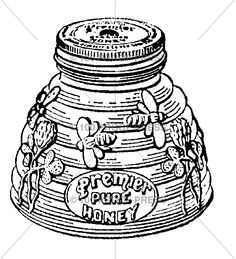 a drawing of a honey jar