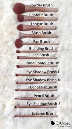 Everything You Need For Makeup, Brushes For Makeup Guide, Different Types Of Makeup Brushes, Brush Makeup Set, What Brushes To Use For Makeup, Brushes Makeup Uses, How To Use Makeup Brushes, Makeup For Face Type, Makeup Set Up