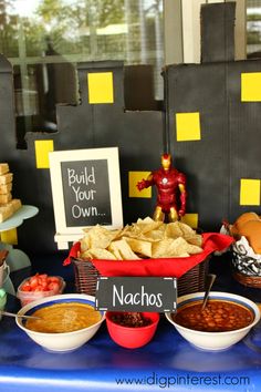 an iron man themed birthday party with food