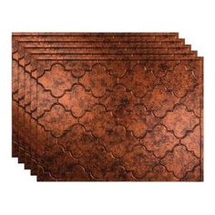 six brown tile tiles with wavy designs on the edges and bottom, all lined up in rows