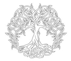 the tree of life has many branches and leaves on it, as well as two faces