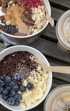 two bowls filled with different types of food