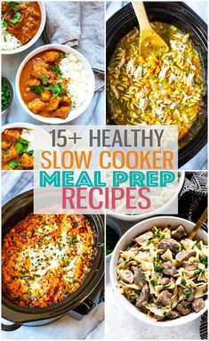 a collage of slow cooker meals with text overlay