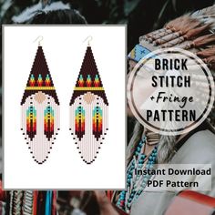 Brick Stitch Native Gnome Earrings Pattern Seed Bead South Western Fringe Earrings Pattern Beaded Gnome Miyuki Delica PDF Digital Download - Etsy Netherlands Beaded Gnome Earrings, Beading Patterns Free Native American, Beading Earring, Brick Stitch Earrings Pattern, Fringe Earrings Pattern, Brick Stitch Pattern Earring, Gnome Earrings