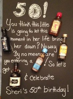 a chalk board with bottles and condiments written on it that says 50 you think this little is going to let this moment in her life