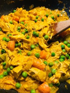 the food is prepared and ready to be cooked in the wok on the stove