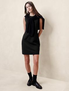 Everywhere Ponte Sheath Dress | Banana Republic Black Sheath Dress Outfit, Capsule Wardrobe Work, Expensive Clothes, Graduation Dresses, Fall Capsule Wardrobe, Fall Outfits For Work, Lightweight Dress, Black Sheath Dress, Shift Dress Black