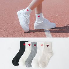 Harajuku Heart Design Socks · pennycrafts · Online Store Powered by Storenvy Short Socks Women, Solid Socks, Heart Socks, Harajuku Women, Cute Socks, Long Socks, Patterned Socks, Girls Socks, Tube Socks