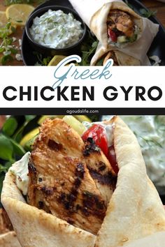 the chicken gyro is served in pita bread