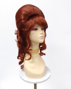 "Bring back the 60s with this awesome red Beehive wig! ...No Aquanet necessary :) Color: Red (130) Style: 17 inches Long, Beehive Circumference: Adjustable 21\"-22\" All sales are final. Please read all store policies before purchasing." Beehive Costume, 60s Beehive, Beehive Wig, Dog Ears Headband, Vine Headband, Auburn Red, Ginger Flower, Wedding Hair Head Piece, Wig Party