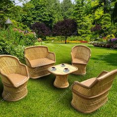 wicker furniture in the garden