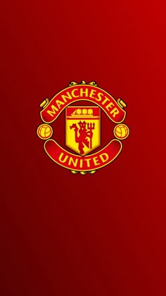 the manchester united logo on a red background