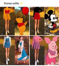 several different pictures of winnie the pooh and piggy from disney's animated movie