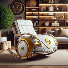 the volkswagen beetle chair is designed to look like it's made out of wood