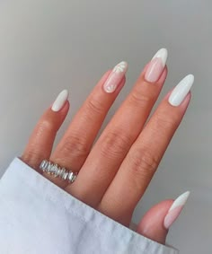 French Stiletto, Nails With Design, Full Cover Nail Tips, Hoco Nails, Nagel Tips, White Nail Designs, Ideas Nails, Homecoming Nails, Bridesmaid Wedding