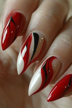 Navy And Silver Nails, New Year's Nails, Silver Nails, French Nails, Red Nails, Fake Nails, Stylish Nails, The Fashion, Fashion Forward