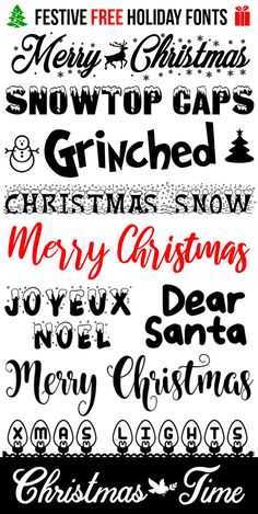 christmas font and numbers with different styles