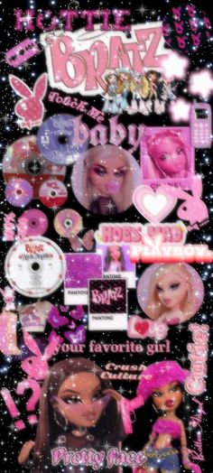 the back cover of a magazine with barbie dolls on it and various cd's