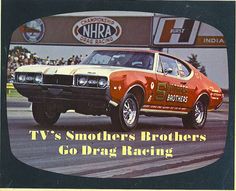 an advertisement for the tv's brothers brothers go drag racing, featuring a muscle car