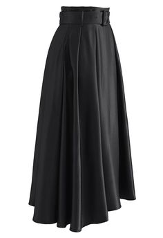 Belted Texture Flare Maxi Skirt in Black - Retro, Indie and Unique Fashion 1950 Outfits, Fashion Costume Halloween, Flare Maxi Skirt, Modern Womens Fashion, Textured Skirt, Modest Dresses Casual, Black Pleated Skirt, Muslim Fashion Dress, Hijab Fashion Inspiration