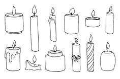 the different types of candles are shown in black and white