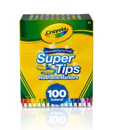 crayon super tips washable markers, 100 count box - assorted colors