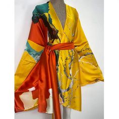 All Inclusive Kimono (Short) Chic V-neck Summer Kimono, Silk V-neck Summer Robe, Silk Wrap Kimono, Summer Silk Kimono Flowy Fit, Summer Silk Wrap Kimono, Flowy Silk Kimono For Summer, Flowy Silk Summer Kimono, Flowy Silk Long Sleeve Kimono, Elegant V-neck Kimono For Spring