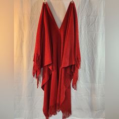 New, Beautiful Red, Soft Open Shawl That Is Perfect Addition To Any Outfit. Features A Fringe Around The Bottom. Poncho Shawl, Casual Tops For Women, Croft & Barrow, Tops For Women, Scarf Wrap, Casual Tops, Scarf Accessory, Shawl, Women Accessories