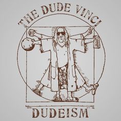 the dudeevinc logo is shown in brown on a gray background with an image of jesus