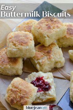 These super simple drop biscuits require no cutting or rolling! Perfectly soft on the inside with a golden, crisp exterior, they're the ideal addition to any breakfast or dinner table. Whether you’re a seasoned baker or a beginner, these simple biscuits come together in no time and are sure to impress! Recipe For Buttermilk Biscuits, Simple Biscuits, Recipe For Buttermilk, Best Buttermilk Biscuits, Buttermilk Biscuits Easy, Buttermilk Biscuits Recipe